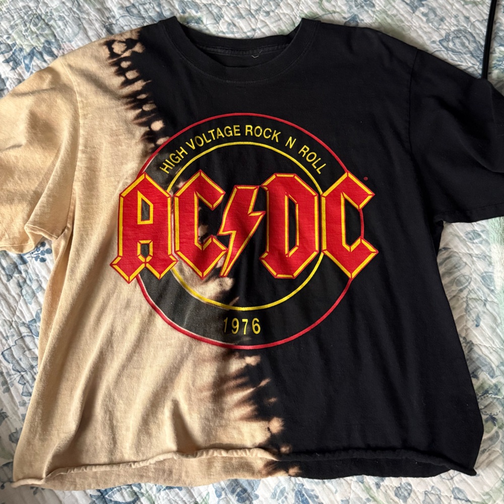 AC/DC Black and Tan Crop Top